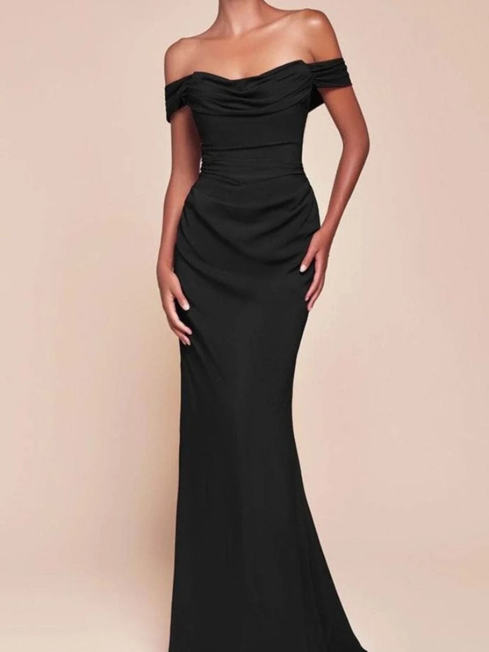 NWT Ladivine 7433 Open Back Off-Shoulder Strapless Prom Dress Black size 12